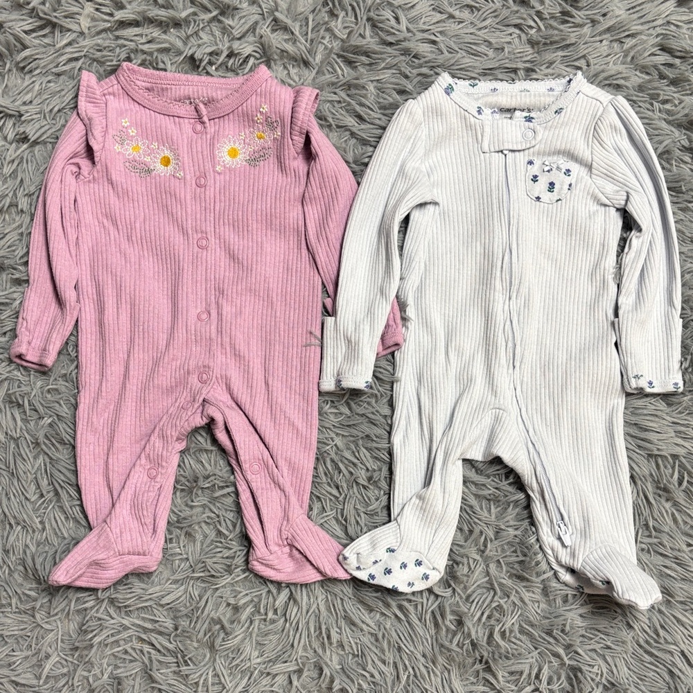Set of 2 Baby Ribbed Footies